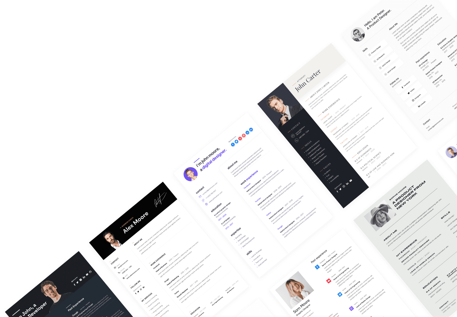 A catalogue of resume templates
